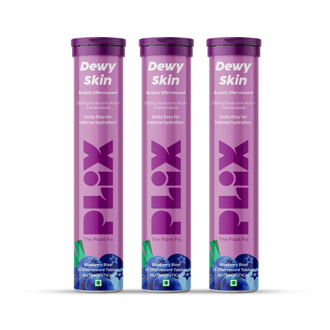 PLIX - THE PLANT FIX Hyaluronic Acid 15 Effervescent Tablets  | Blueberry Flavor Pack Of 1 |