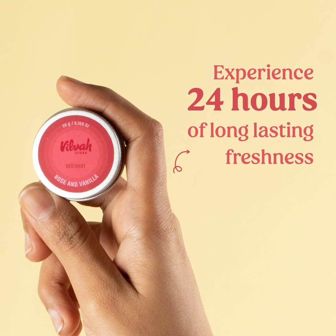 Vilvah Store Rose and Vanilla Deo Shot - 20 gms