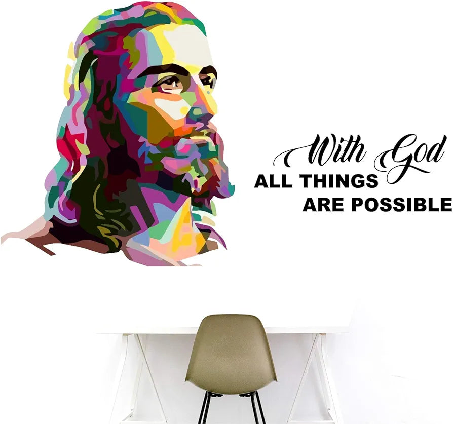 StickMe Jesus Christ God Christian Cross Divine Prayer Quote Wall Sticker -SM348 -Self-Adhesive