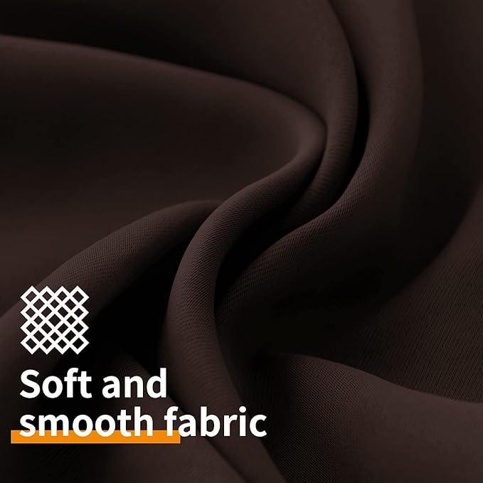 Loomlyfe Brown Solid Thermal Insulated Grommet Blackout Curtains for Window | 5 Feet | Set of 2 | Brown