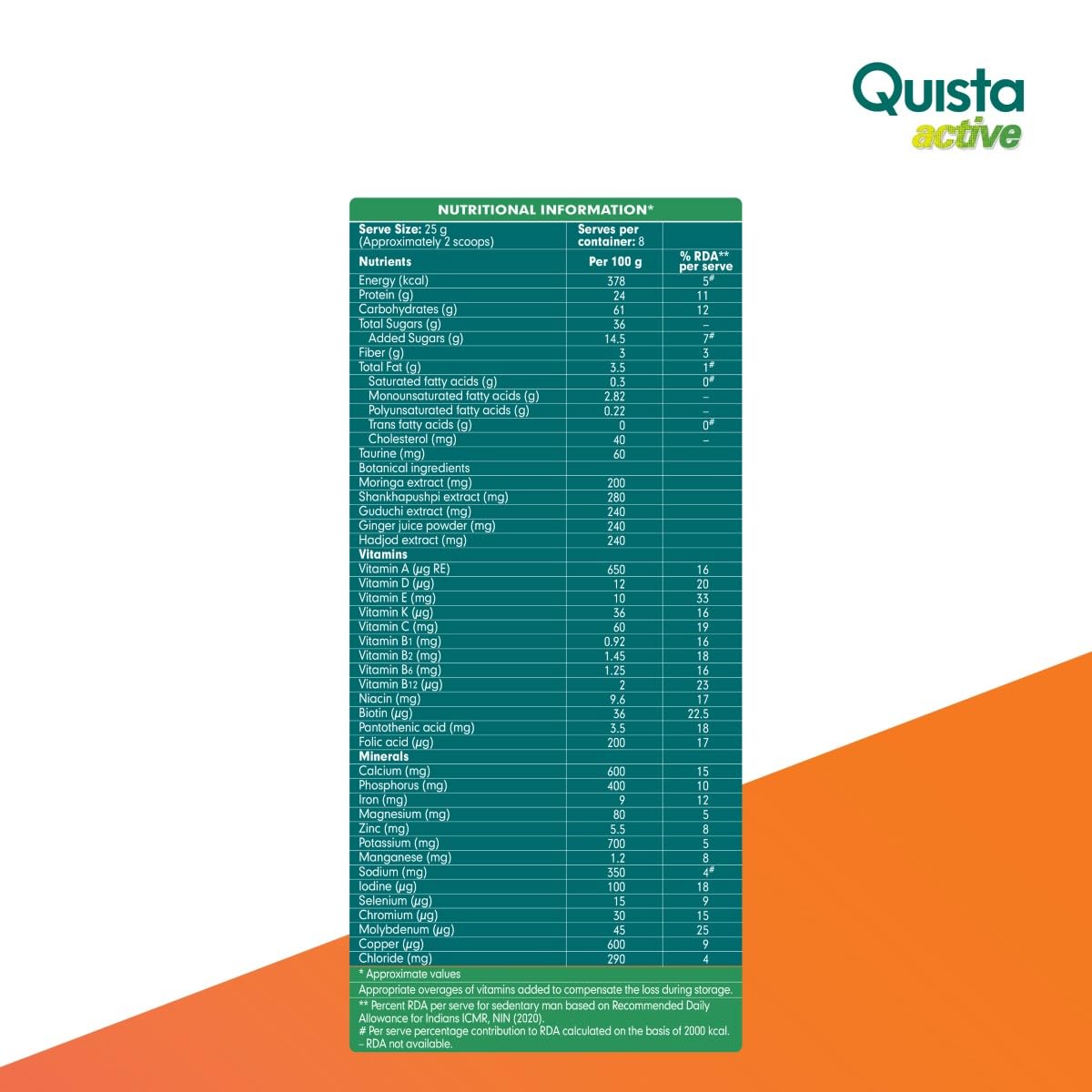 Himalaya QUISTA ACTIVE Powder 200G (MILK MASALA FLAVOUR)