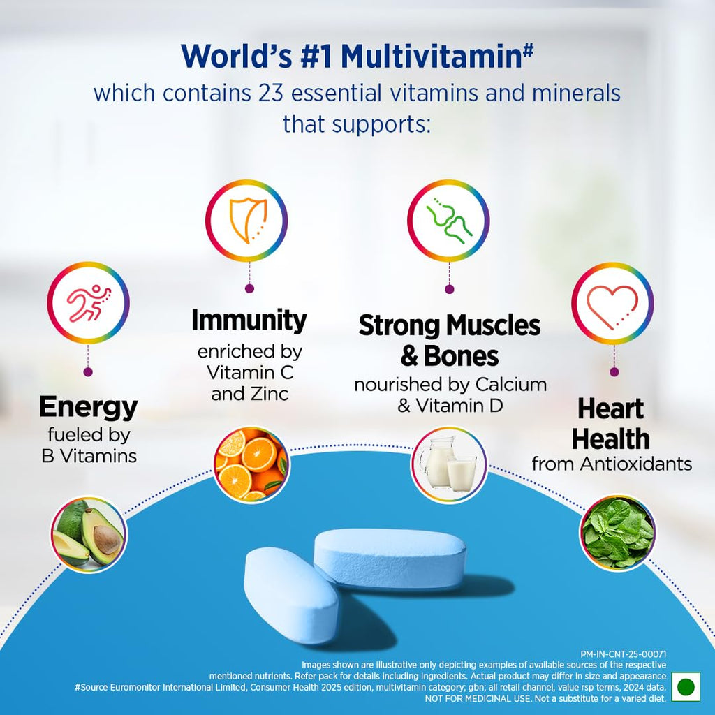 Centrum Men Tablet, World'S No.1 Multivitamin With Grape Seed Extract, Vitamin C & 21 Other Nutrients For Overall Health, Strong Muscles & Immunity (Veg) 30S, 43 Grams