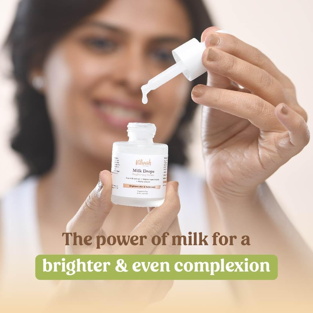 Vilvah Store Milk Drops Brightening Serum - 20 ml (Pack of 2)
