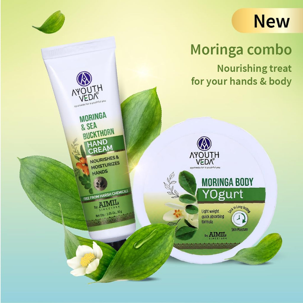 Ayouthveda Moringa Body Yogurt | Instant & Deep Hydrating Moisturizer For Daily use | Non Greasy Formula | Helps to Improve Skin Tone & Repair Skin Damages (Pack of 200gm)
