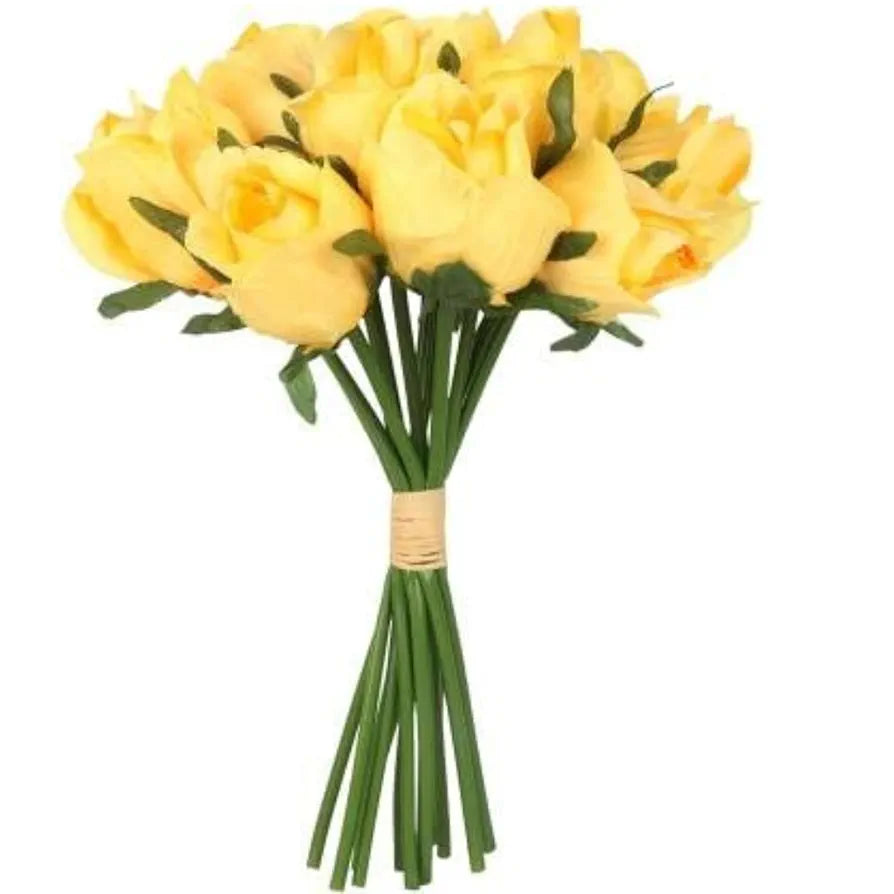 Artificial Rose Flower Bunches for Vase Premium Decorative Gift Items Set of 12