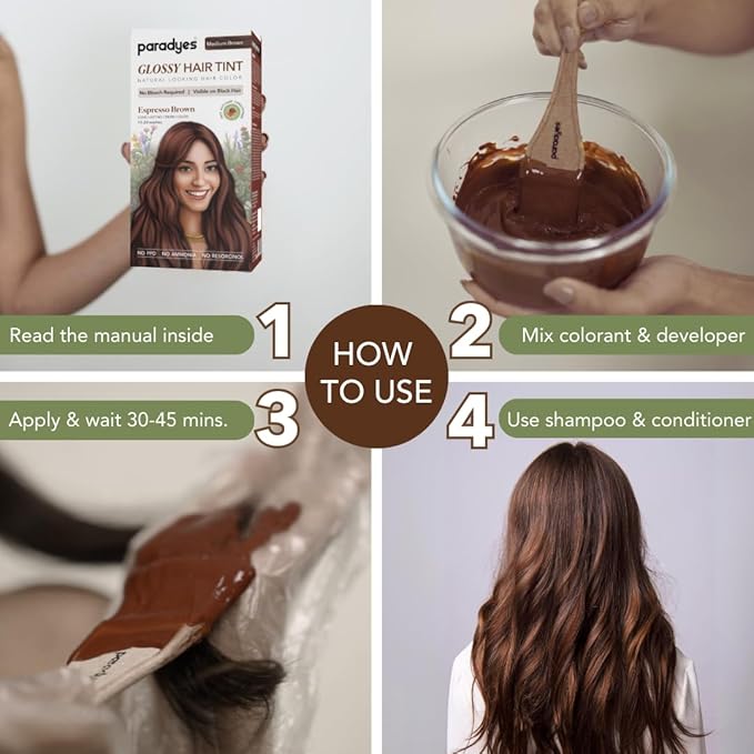 Paradyes No Bleach Espresso Brown Glossy Hair Tint - 160 Gms
