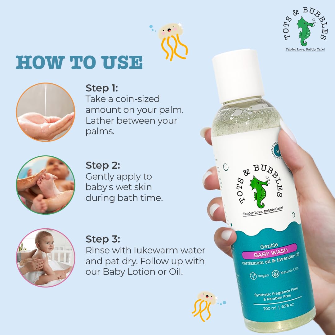 Tots & Bubbles Gentle Baby Body Wash with Natural Lavender & Cardamom Oil - 200ml