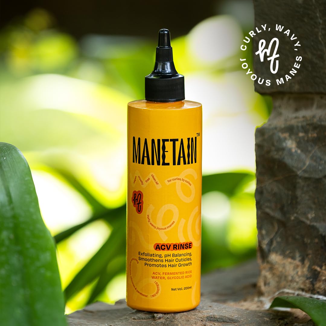MANETAIN Apple Cider Vinegar Hair Rinse 200ml – Clarifies Scalp, Removes Buildup & Dandruff – With Glycolic Acid & Fermented Rice Water – Sulfate-Free, Boosts Hair Growth & Shine