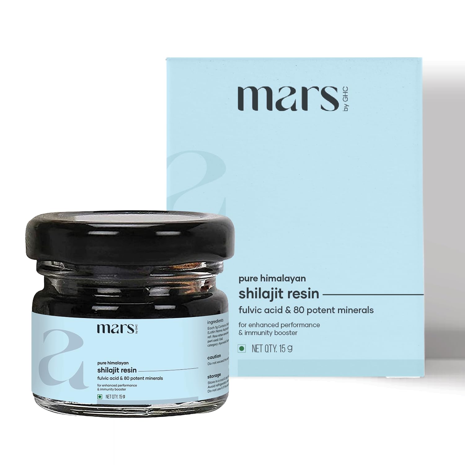 mars by GHC Authentic 100% Pure Himalayan Shilajit Resin (15G) - Elevate Stamina,Immunity,And Vitality With Unrivaled Purity,Exceptional Value For Single Quantity,Single Power