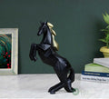 Indicast 11" Inch Abstract Black Charging Horse Sculpture Figurine Handicraft Home Desk Decor Geometric Resin Wildlife Statue | Black