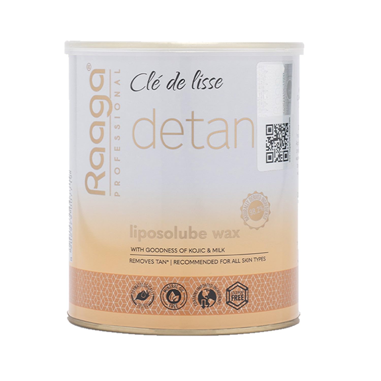Raaga Professional Detan Liposoluble Wax | Kojic and Milk (Imported Ingredient) | Removes Tan | Dermatologically Tested, Colophony Free | For All Skin Types (800 ml)