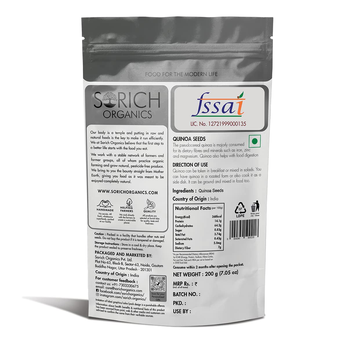 Sorich Organics Raw Sunflower for Eating | Unroasted Sunflower Seeds Kernel | High Protein, High Fiber, Vitamin E Rich Healthy Snack