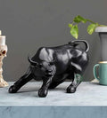 Indicast Resin 10" Inch Geometric Statue Bull Sculpture Ornament Abstract Animal Figurines Room Desk Decor | Black