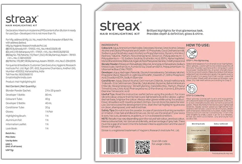 Streax HC Highlighting Kit Red Hair Colour, Crimson Red -  180 Gms