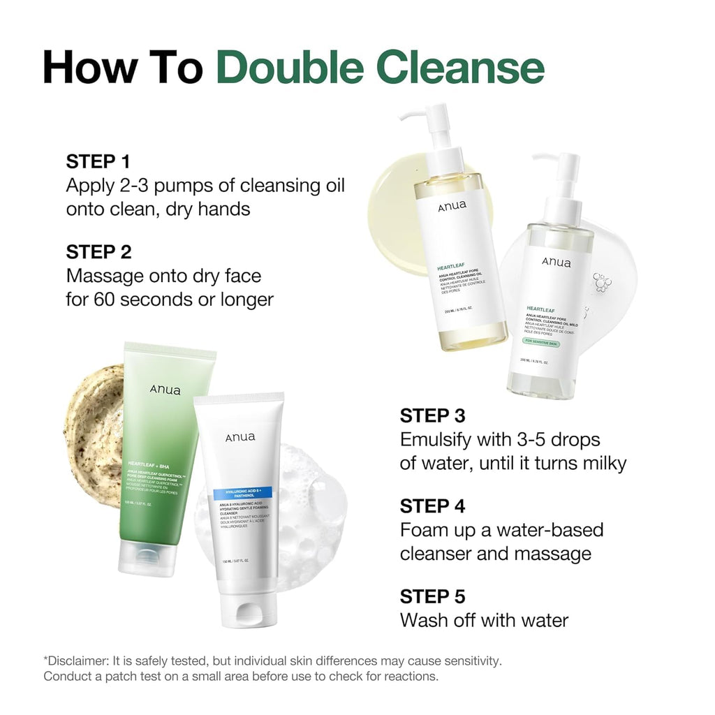 Anua Heartleaf Pore Control Cleansing Oil, Makeup Blackhead Remover, Oil Cleanser for Face, Korean Skin Care 200ml