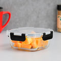 Femora Borosilicate Square Glass Container With Dectahable & Break Free Lid | Black Color | 300 Ml | Set of 3