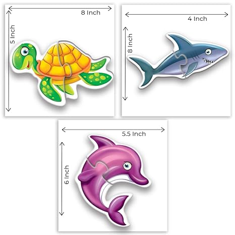 Toykraft 2 Piece Animal Puzzles For Kids Age Of 2-3 Years Educational Toys Head & Tail Water