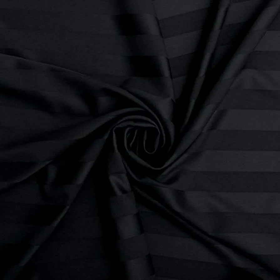 Purav Light Microfiber Flat Double Bed Bedsheet Plain Striped Cotton Bedsheet with 2 Pillow Covers for King Size Bed 340 TC Breathable Wrinklefree Black Color