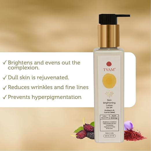 TVAM Skin Brightening Lotion With Natural SPF Mulberry Carrot Seed - 200 ml