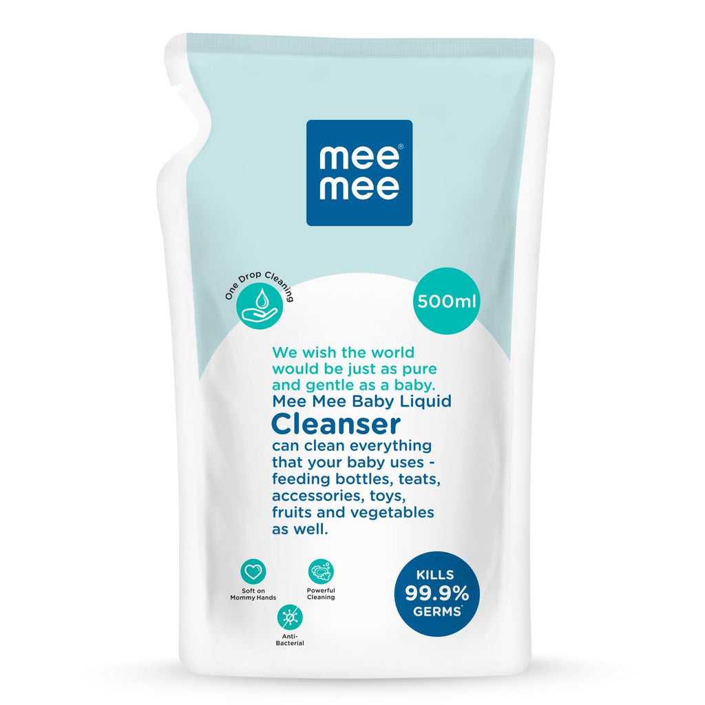 Mee Mee Liquid Cleanser 500 ml | Anti-Bacterial Formula Kills 99.9% Germs | For Bottles, Nipples, Accessories, Toys, Fruits & Vegetables | Alcohol-Free, One-Drop Cleaning, Dermatologically Tested