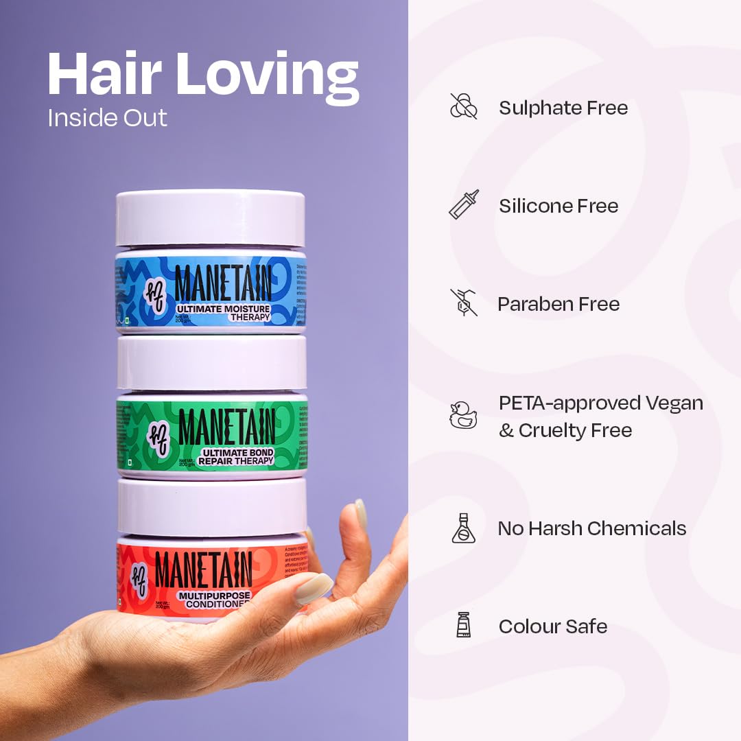 MANETAIN Multipurpose Conditioner 50gm for Curly & Wavy Hair | Hydrating Protein–Moisture Balanced Formula for Frizz Control & Softness | CG-Friendly, Silicone-Free | Suitable for Women & Men