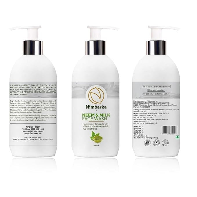 Nimbarka Neem & Milk Face Wash Gentle Cleansing with Neem & Milk Extracts - 250 ml