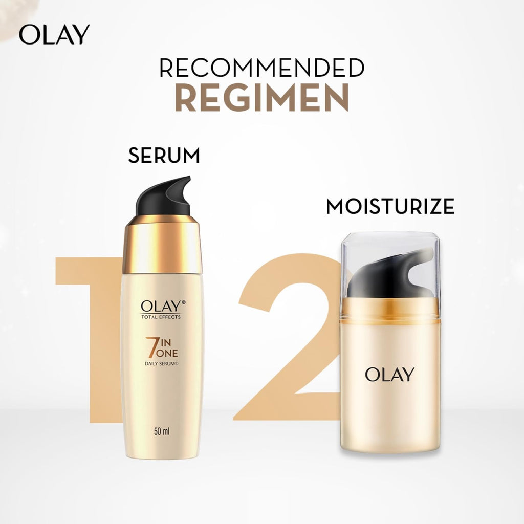 Olay Total Effects Serum |with Vitamin C, B5, Niacinamide, Green Tea |Fights 7 signs of ageing for glowing, hydrated and younger looking skin |Suitable for Normal, Dry, Oily & Combination skin |50 ML