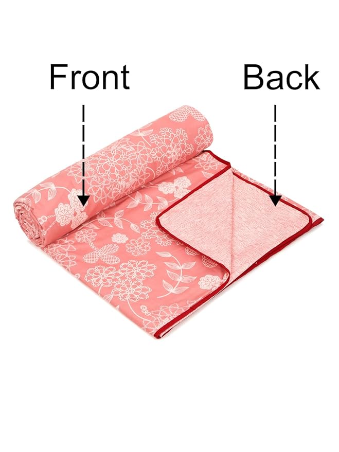 Cortina Ultra-Soft Microfiber Reversible 120 GSM Abstract Double AC Blanket Quilt Dohar | Pink