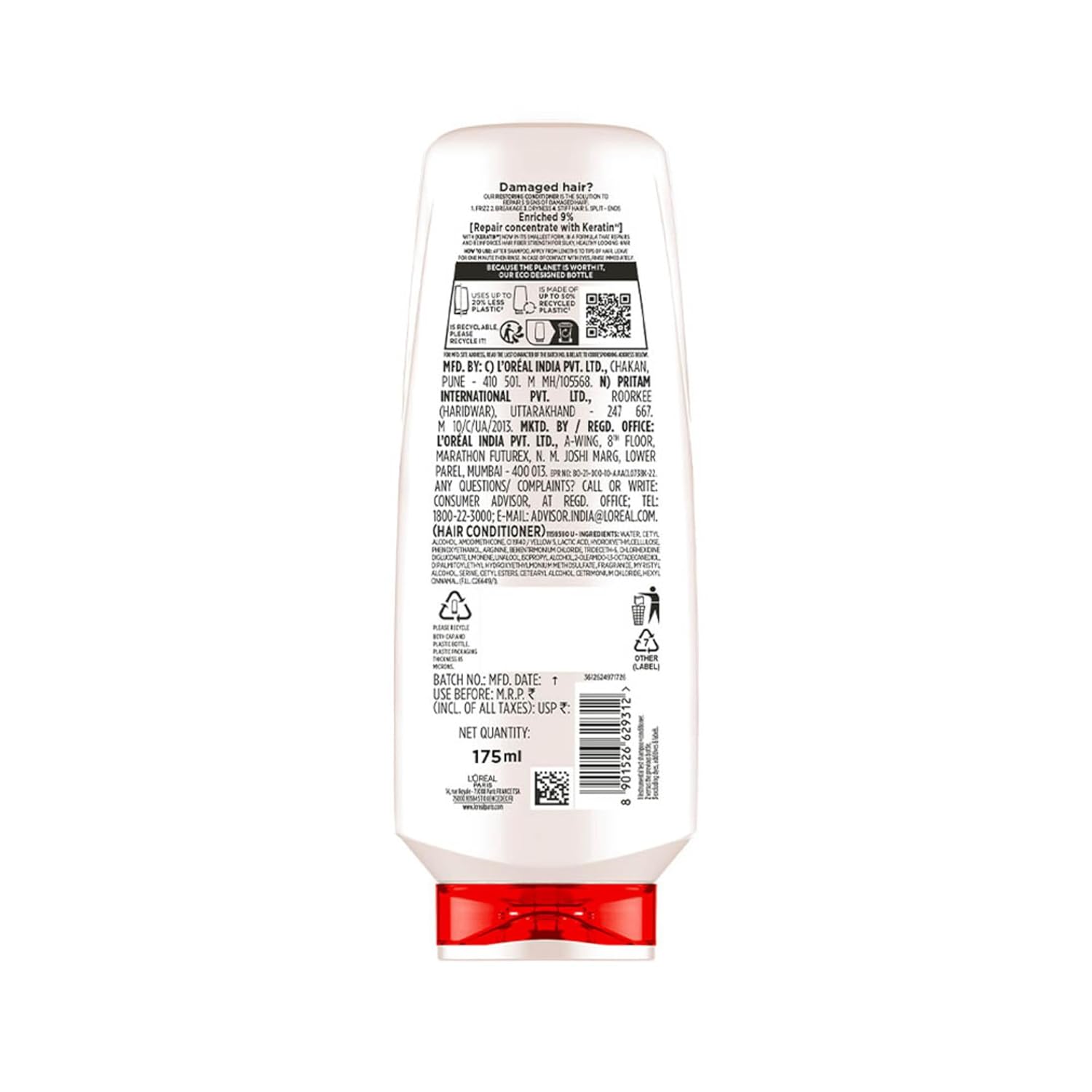 L'Oreal Paris Total Repair 5 Conditioner For Damaged and Weak Hair Powered by Keratin XS Technology,175ml