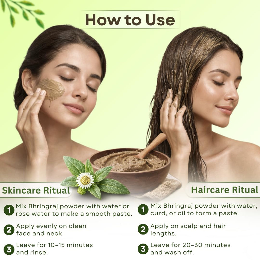 Smartdrops Bhringraj Fine Powder for Hair Rinse Preparation and Skin Pack Mixing DIY Scalp Care and Facial Routine Ingredient | 100g (Pack-1)