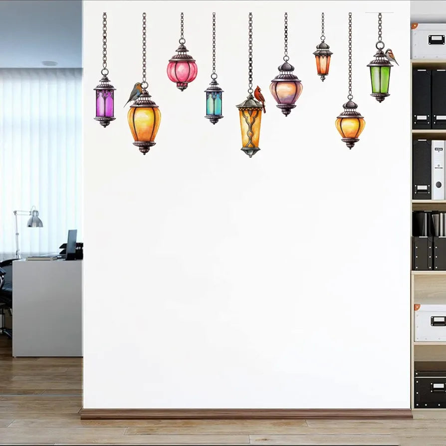 Rawpockets Colourful Classic Hanging Lamp Decorative Self Adhesive Wall Sticker