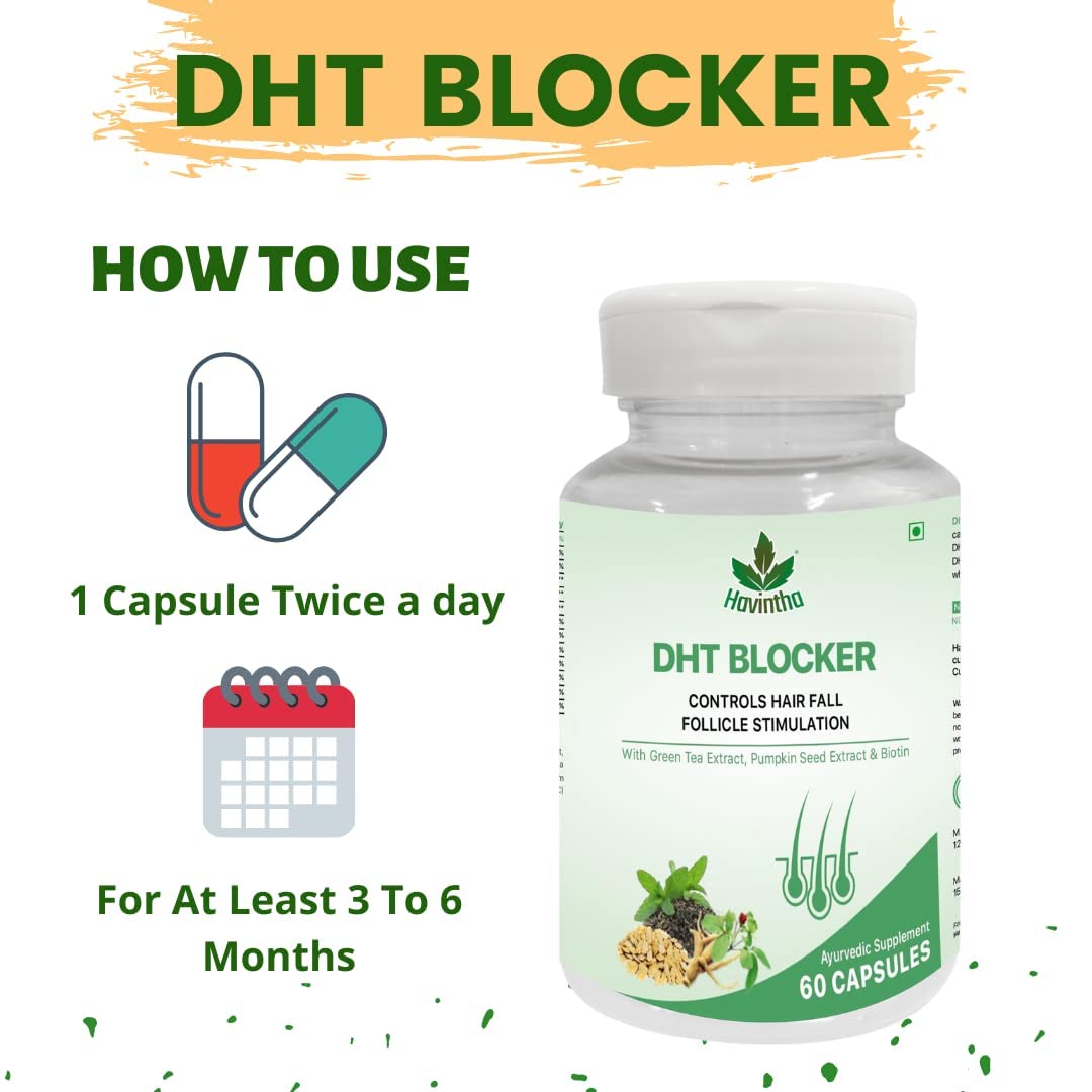 Havintha Natural Hair Shampoo With Amla, Reetha, Shikakai and Methi Dana (Advanced) 227g And Plant Based DHT BLOCKER for Hair Fall Control - 60 Capsules
