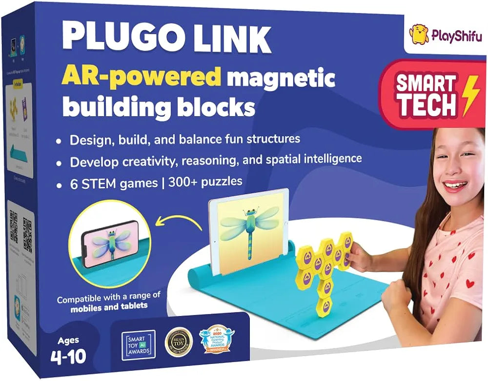 Playshifu Plugo Link Magnetic Building Blocks Kit With Stem Puzzles For Kids Ages 4-10 Year Yellow Pack Of 1