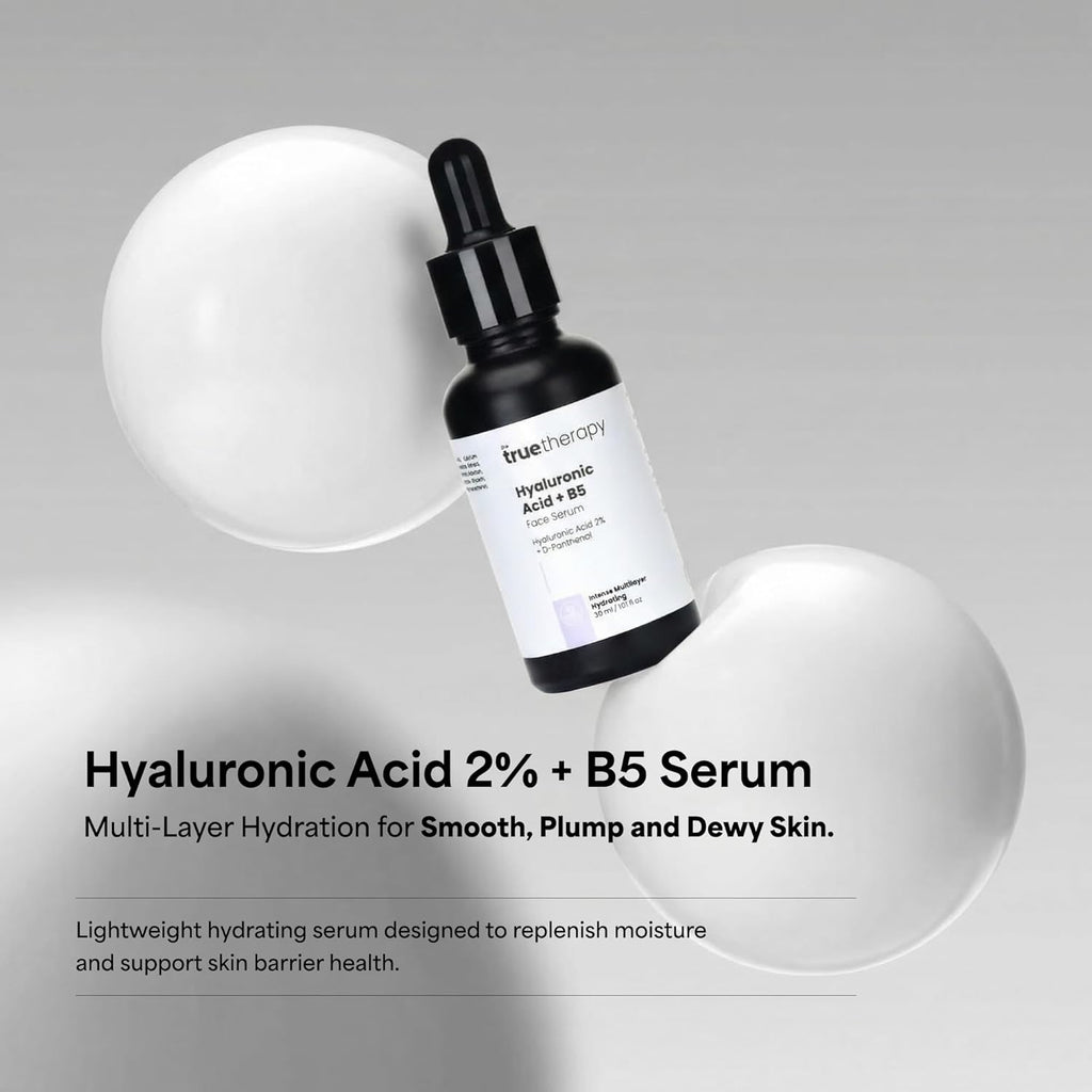 The True Therapy 2% Hyaluronic Acid Serum with Pro-Vitamin B5 - Intense Multi-layer Hydration - Probiotics Xylitol, Dewy Looking Skin, Moisturize, Plump Skin, Reduce Wrinkles, Anti-Aging Serum â€“ 30 ml