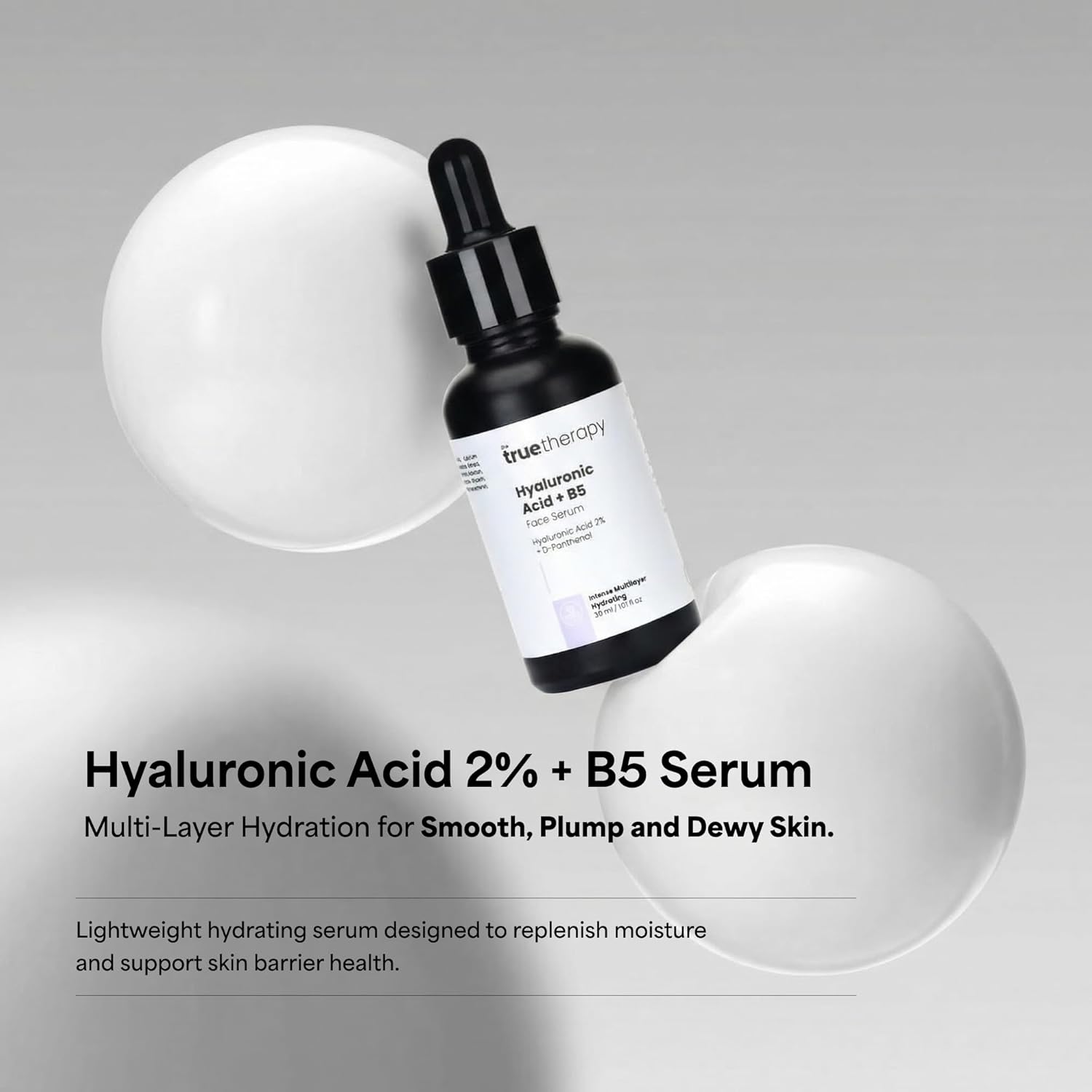 The True Therapy 2% Hyaluronic Acid Serum with Pro-Vitamin B5 - Intense Multi-layer Hydration - Probiotics Xylitol, Dewy Looking Skin, Moisturize, Plump Skin, Reduce Wrinkles, Anti-Aging Serum â€“ 30 ml