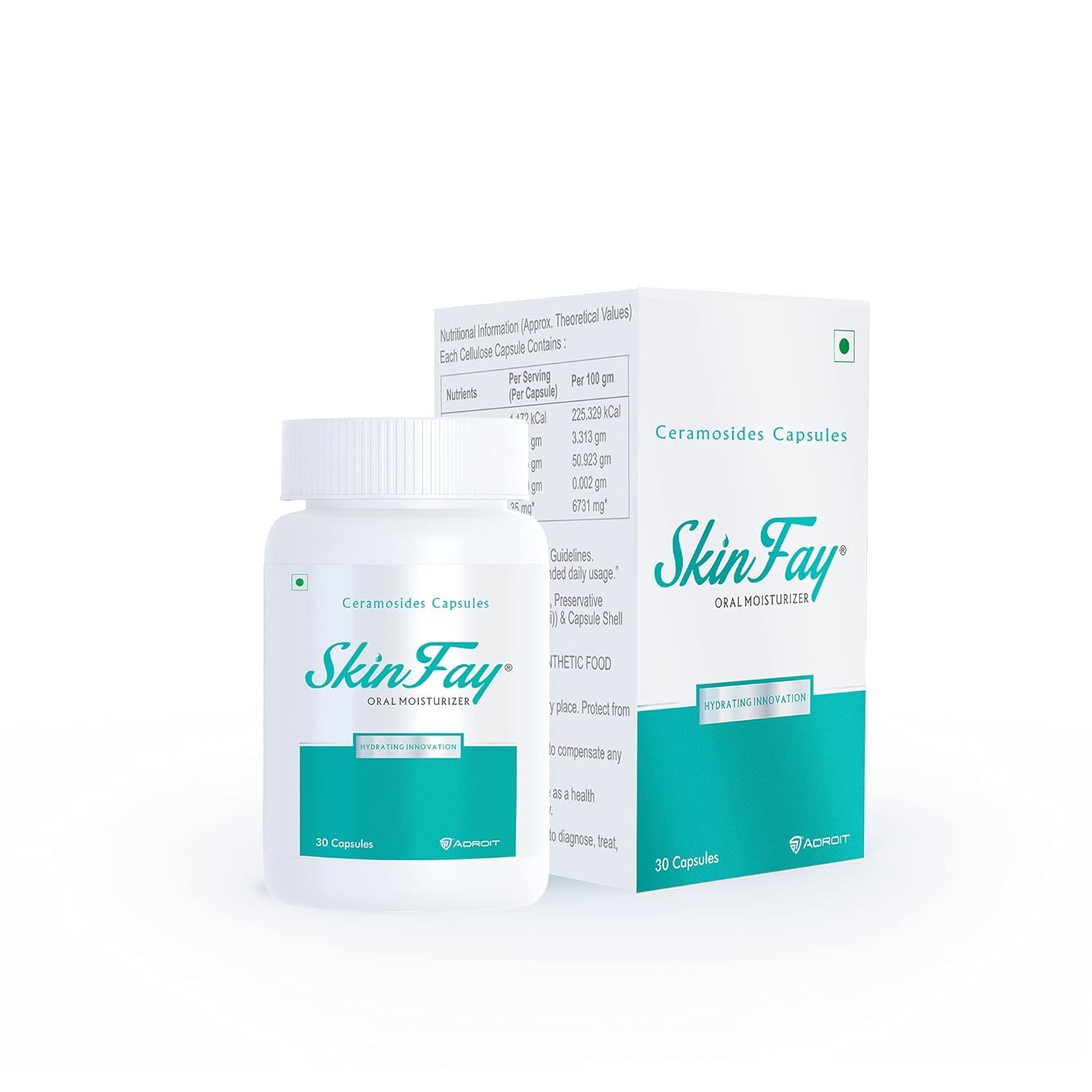 SKINFAY - Oral Moisturizer | Hydrating Moisturizer Capsule | Boosts Collagen | Moisturizes Skin | Reduces Fine Lines & Wrinkles | 1 Capsule a Day | 30 Capsules.