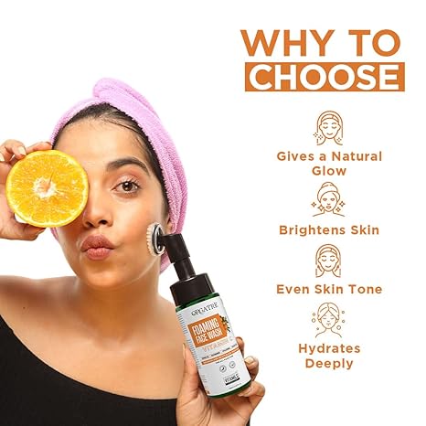 Orgatre Vitamin C Foaming Face Wash with Built-in Silicon Brush For Women & Men - 150 ml