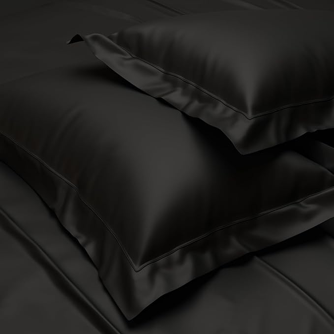 Stoa Paris Pillow Covers Set of 2 Pieces Satin Pillow Covers Colour Midnight Black