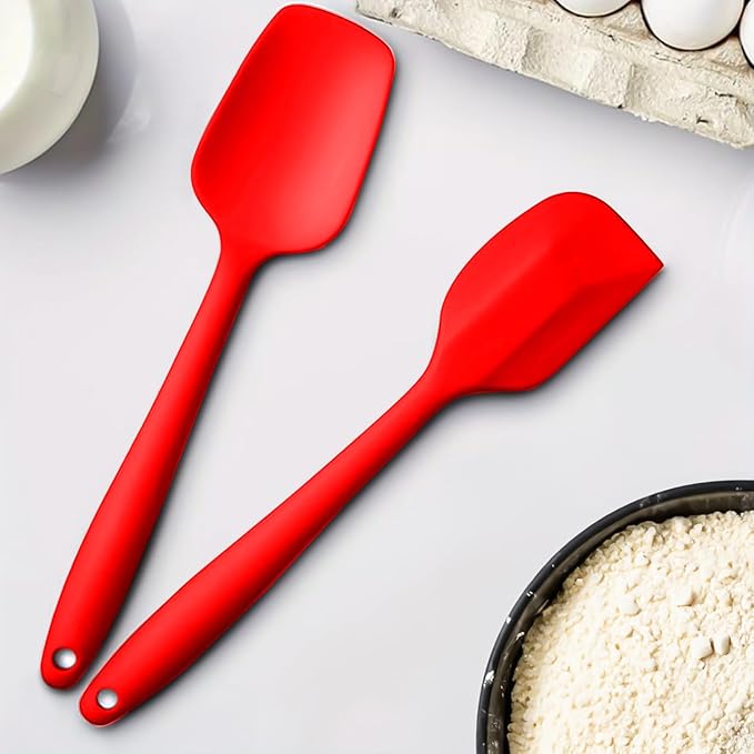 Frenchware Non-stick Premium Silicone Spatula | Large Spatula & Large Spoon | Red | for Cooking, Baking & Mixing, Seamless Design