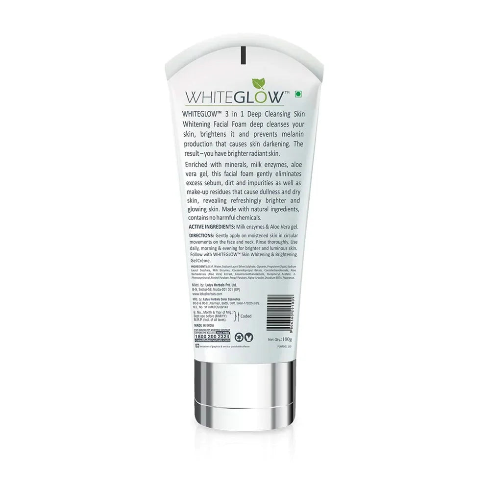 Lotus Herbals White Glow 3 in 1 Deep Cleansing Skin Whitening Facial Foam