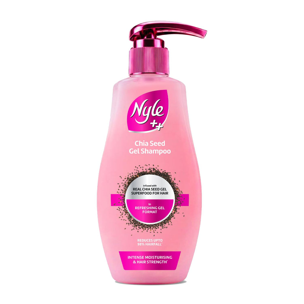 Nyle ++ Chia Seed Gel Shampoo | Infused with Real Chia Seed Gel | Refreshing Gel Format | Reduces up to 98% Hairfall | Intense Moisturising & Hair Strength | 650ml