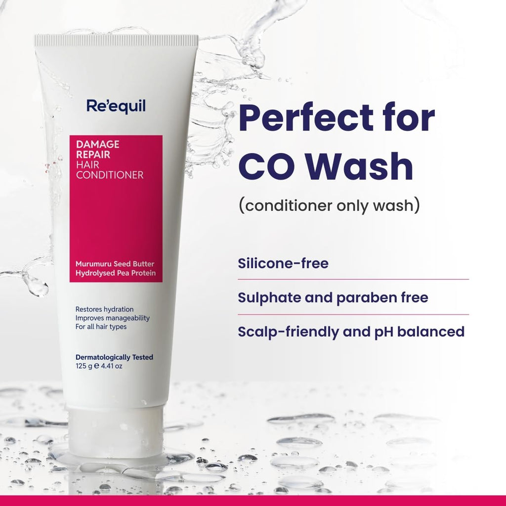 Re'equil Damage Repair Conditioner with Murumuru & Pea Protein | Silicone Free Conditioner | Repairs, Nourishes, and Detangles Hair | Great for Curly, Damaged Hair | 125 g