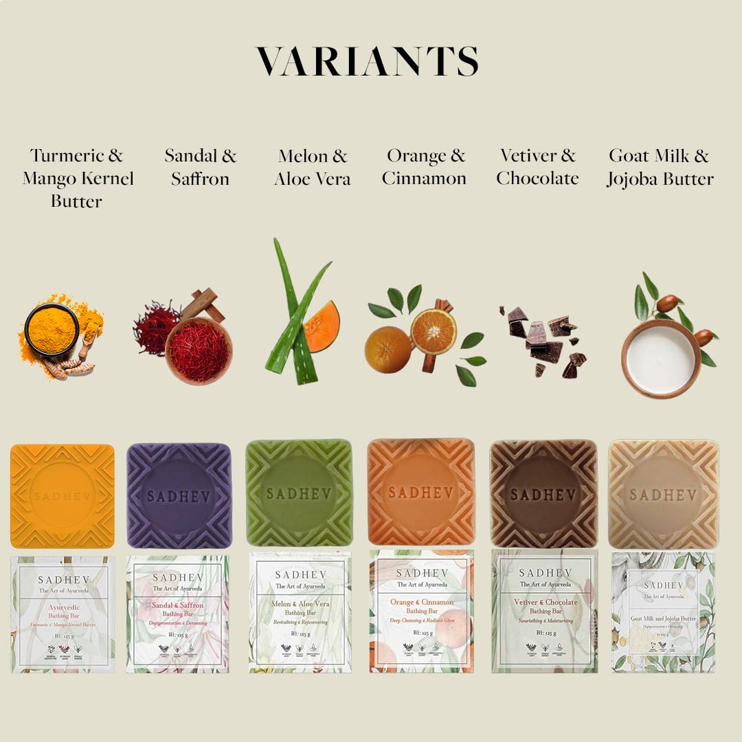 Sadhev Turmeric & Mango Kernel Butter bathing bar - Ayurvedic Soap - 125 Gm