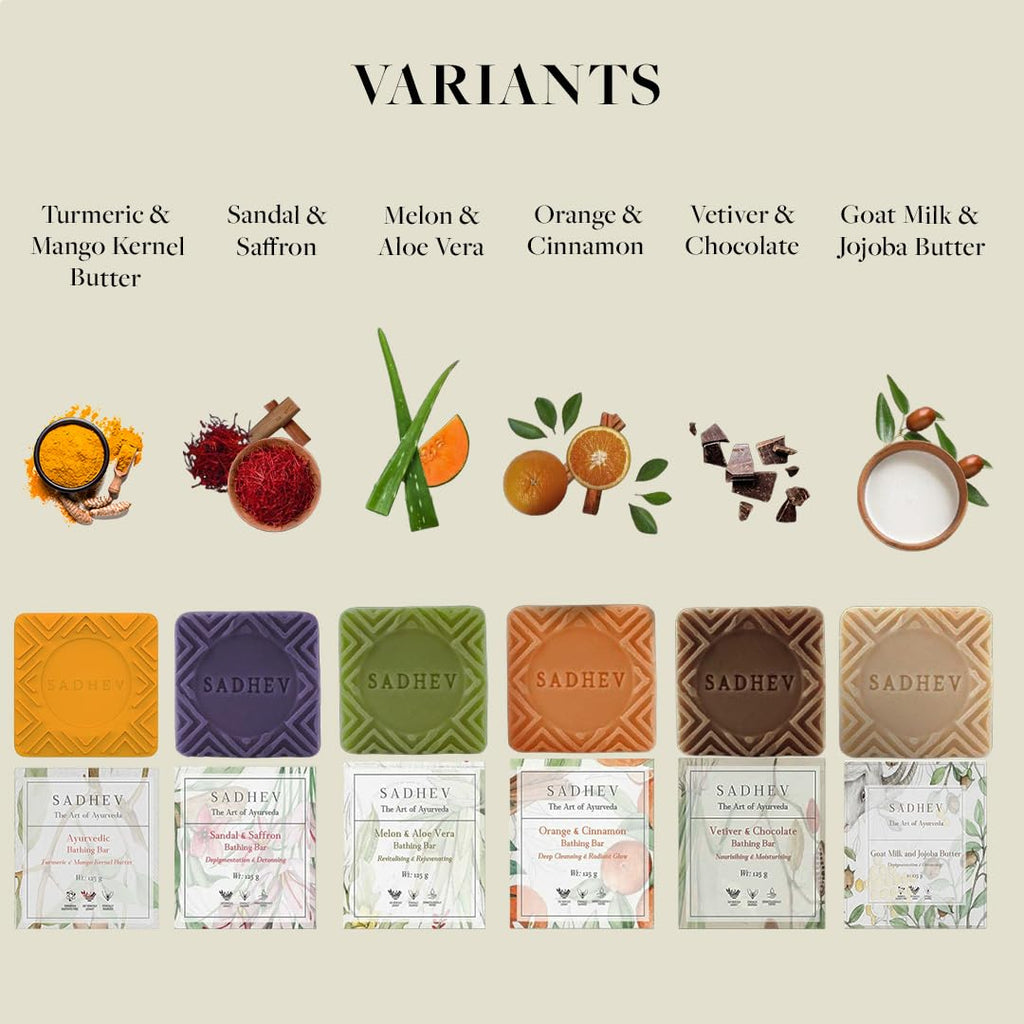 Sadhev Vetiver & Chocolate Ayurvedic Bathing Soap Bar For Moisturising &, Paraben & Sulphate Free - 125g (Pack of 1)