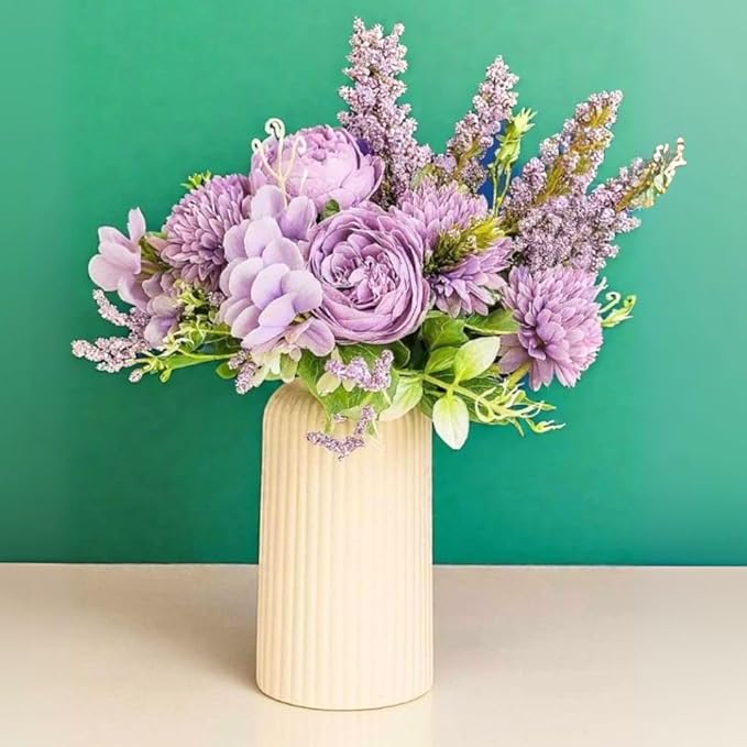 Artificial Multiflora Flower Roses Fake Sticks Bunch Decorative Without Vase Peach Fabric