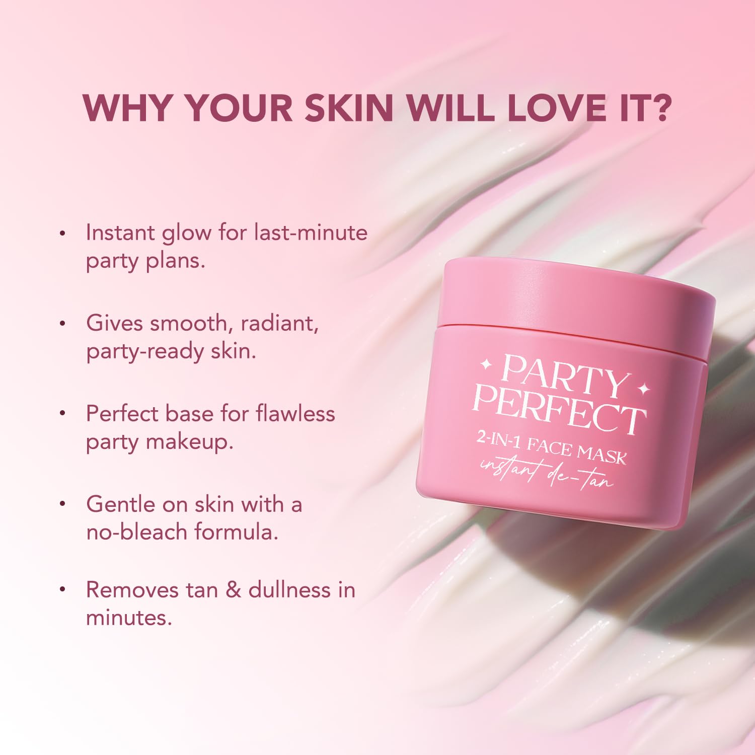 BELLAVITA Party Perfect 2-in-1 Face Mask | Instant Tan Removal | No Bleach Formula | Face Mask for Summer | Instant Brightening | Dark Spot Reduction | For Men & Women | 45 g
