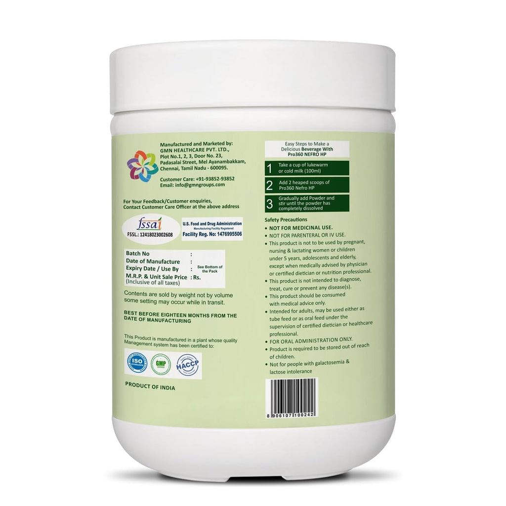Pro360 Nefro HP Powder â€“ Vanilla Flavour, 400g â€“ High Protein Dialysis Care Nutritional Supplement for Renal Support â€“ Vanilla Protein Powder with L-Taurine, L-Carnitine & Essential Nutrients