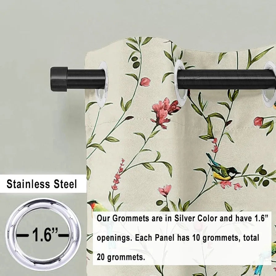 Cloth Fusion Blackout Printed Premium Door Curtains 7 Feet Long Set of 2 White Forest