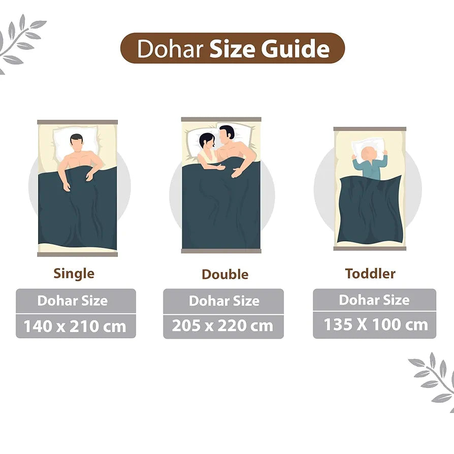 Divine Casa Floret 100% Cotton Double Dohar 120 GSM Soft & Lightweight Throw Blanket Colour Toffee Grey