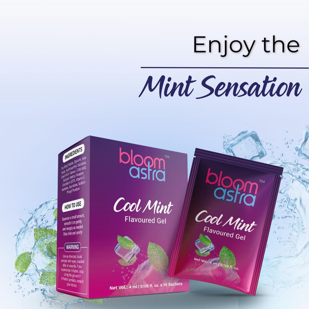 Bloomastra Massage Gel for Thrilling Vibe | Cooling & Warming Gel for Men & Women (Cool Mint, Pack of 9)